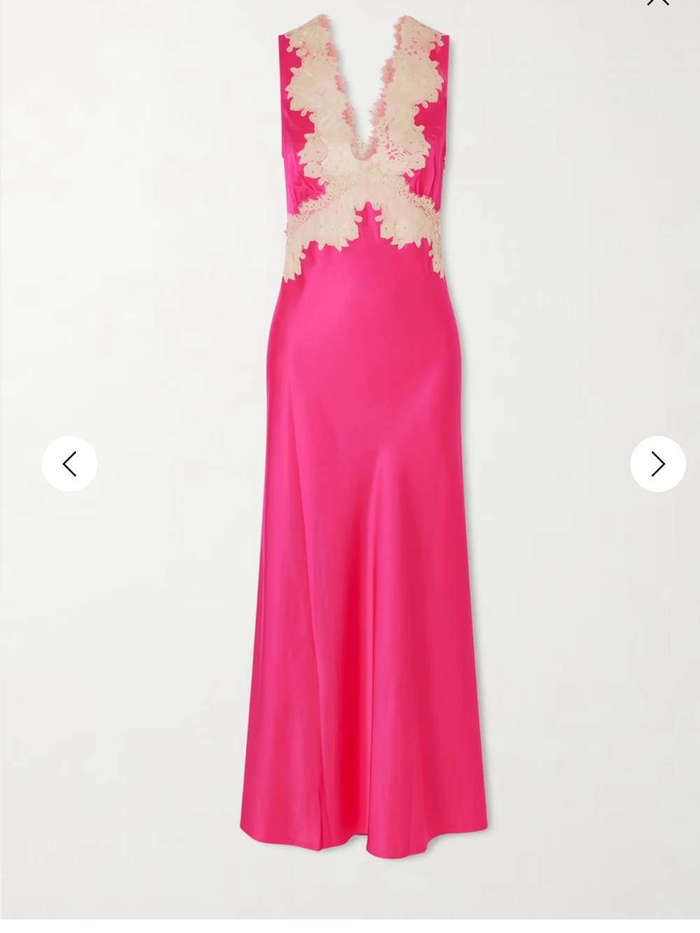 RIXO Hot Pink Satin Dress with Lace Detail - Picture 3 of 10